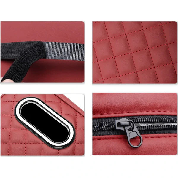 Boîte d'accoudoir de voiture en cuir avec 2 poches de rangement