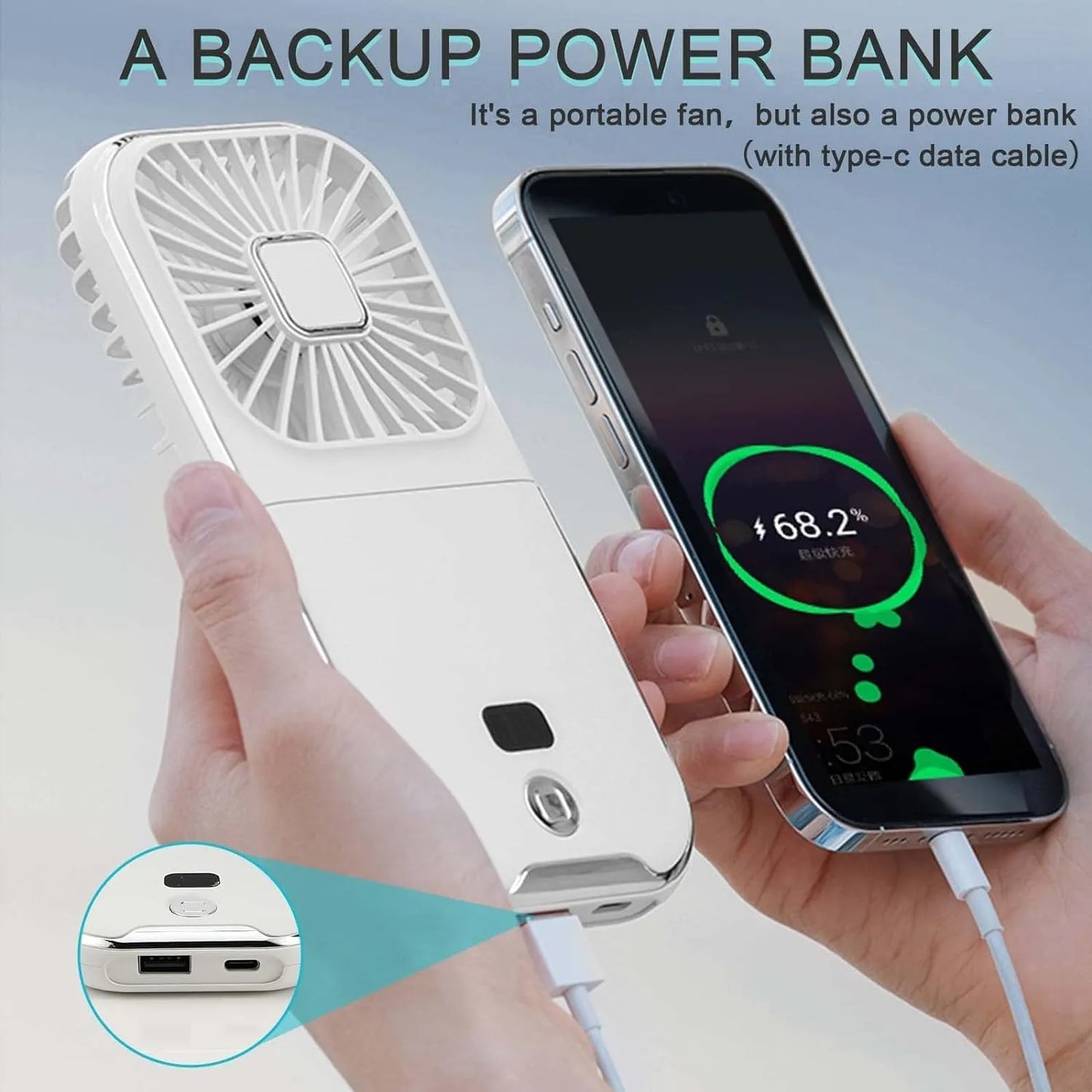 Ventilateur Portable Sans Fil – Fraîcheur Instantanée