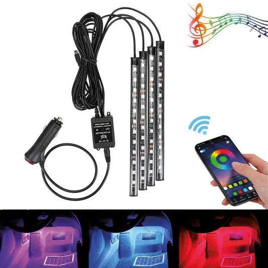 4 Bandes Lumineuses LED RGB pour Voiture